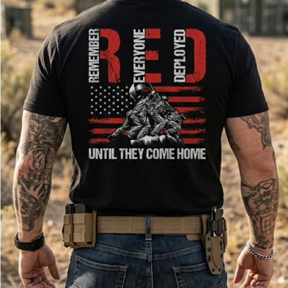 Remember Everyone Deployed Black Graphic T-Shirt Military Pride